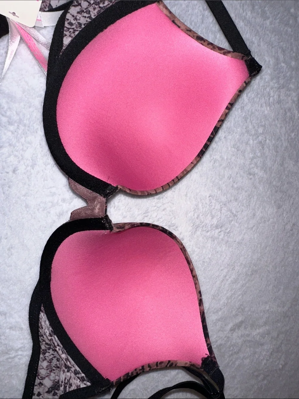 PINK Victoria's Secret Brown Snake-Print Push-Up Bra